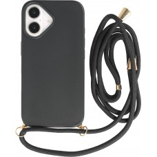 Coque iPhone 16 Plus - Bio Eco-Friendly nature avec cordon collier - Noir