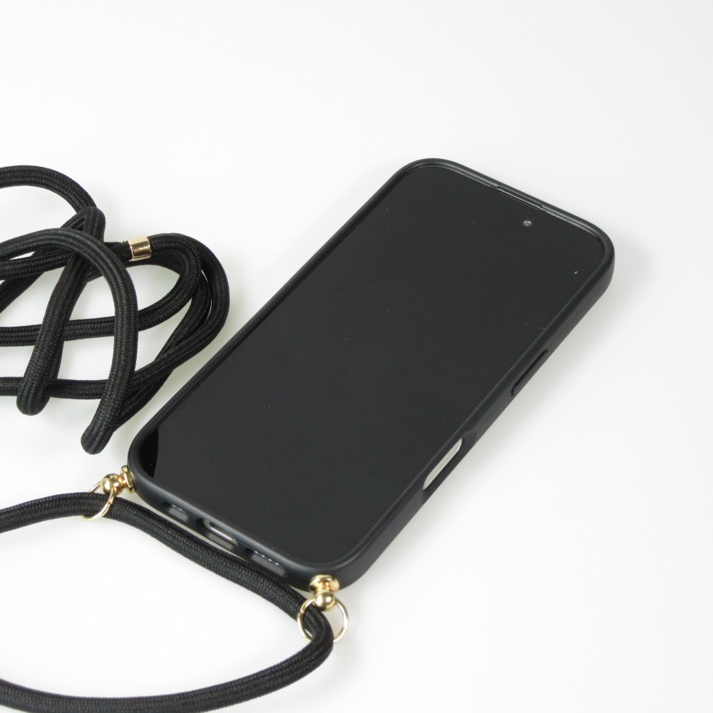Coque iPhone 16 Plus - Bio Eco-Friendly nature avec cordon collier - Noir