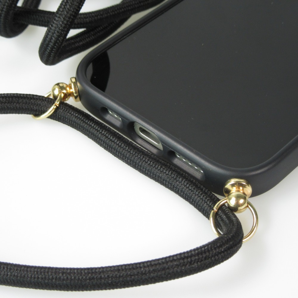 Coque iPhone 16 Plus - Bio Eco-Friendly nature avec cordon collier - Noir