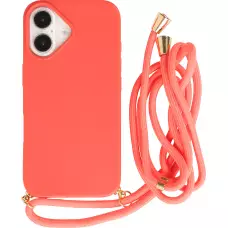 Coque iPhone 16 Plus - Bio Eco-Friendly nature avec cordon collier - Rouge