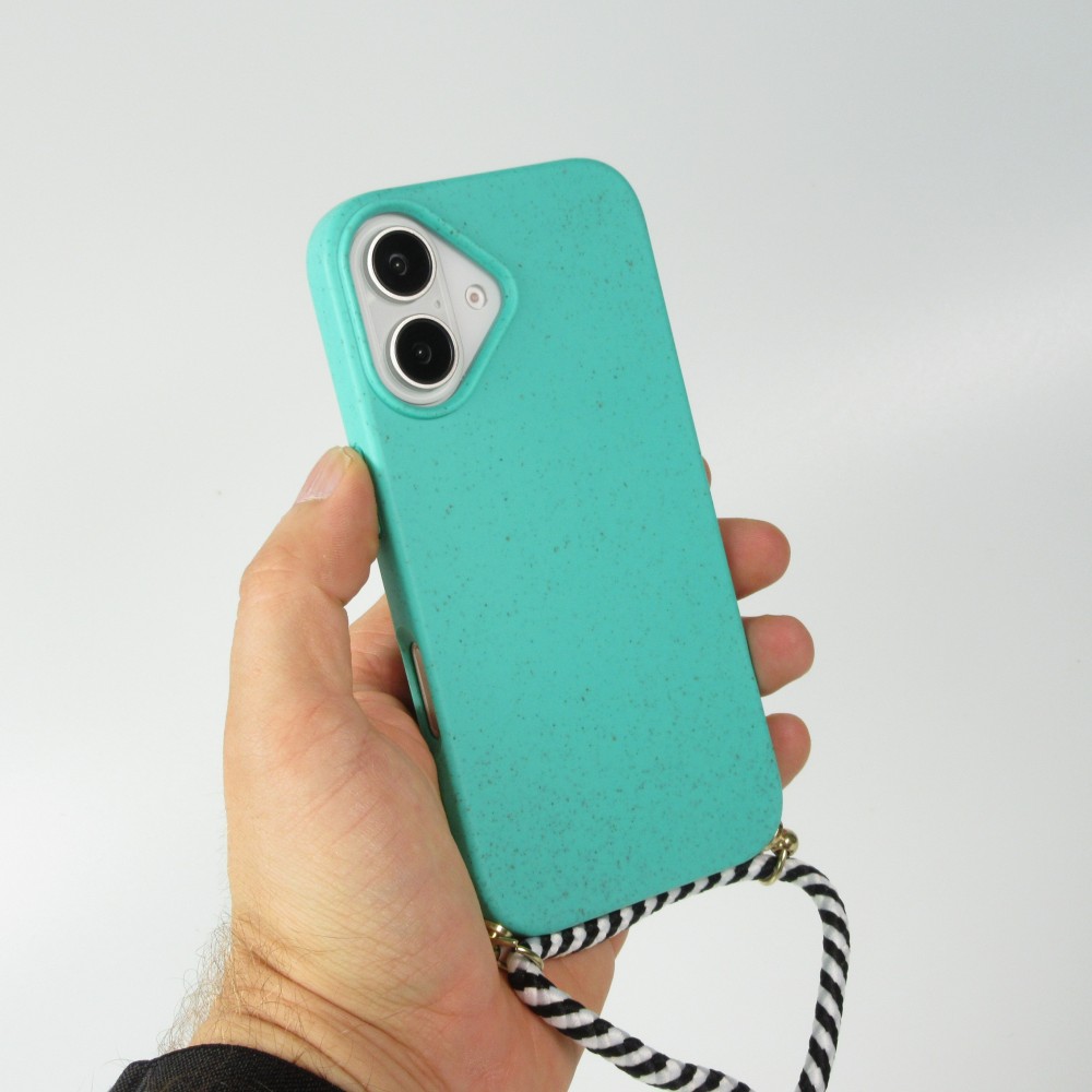 iPhone 16 Plus Case Hülle - Bio Eco-Friendly Vegan mit Handykette Necklace - Türkis