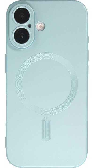 Coque iPhone 16 Plus - Gel souple avec vitre de protection caméra MagSafe - Bleu