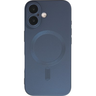 iPhone 16 Plus Case Hülle - Gummi weich mit Kameraschutzglas MagSafe - Dunkelblau