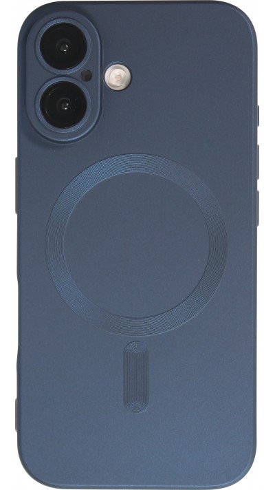 Coque iPhone 16 Plus - Gel souple avec vitre de protection caméra MagSafe - Bleu foncé