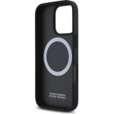 Coque iPhone 16 Pro - BMW M Tricolore Stripes cuir MagSafe - Noir