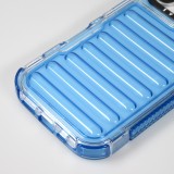 Coque iPhone 16 Pro - Couverture en silicone dur transparente avec effet Bulp 3D et coins renforcés - Bleu