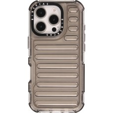 iPhone 16 Pro Case Hülle - Transparente Hart-Silikon Cover mit 3D Bulp Effekt und verstärkten Ecken - Grau