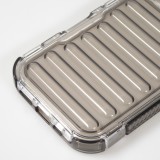 iPhone 16 Pro Case Hülle - Transparente Hart-Silikon Cover mit 3D Bulp Effekt und verstärkten Ecken - Grau