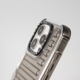 iPhone 16 Pro Case Hülle - Transparente Hart-Silikon Cover mit 3D Bulp Effekt und verstärkten Ecken - Grau