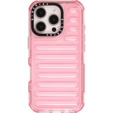 iPhone 16 Pro Max Case Hülle - Transparente Hart-Silikon Cover mit 3D Bulp Effekt und verstärkten Ecken - Rosa