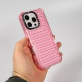 iPhone 16 Pro Max Case Hülle - Transparente Hart-Silikon Cover mit 3D Bulp Effekt und verstärkten Ecken - Rosa
