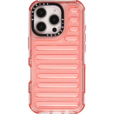 iPhone 16 Pro Case Hülle - Transparente Hart-Silikon Cover mit 3D Bulp Effekt und verstärkten Ecken - Rot