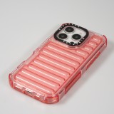 iPhone 16 Pro Case Hülle - Transparente Hart-Silikon Cover mit 3D Bulp Effekt und verstärkten Ecken - Rot