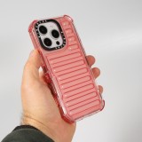 iPhone 16 Pro Case Hülle - Transparente Hart-Silikon Cover mit 3D Bulp Effekt und verstärkten Ecken - Rot