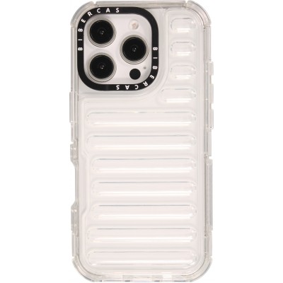 Coque iPhone 16 Pro Max - Couverture en silicone dur transparente avec effet Bulp 3D et coins renforc&eacute;s - Transparent