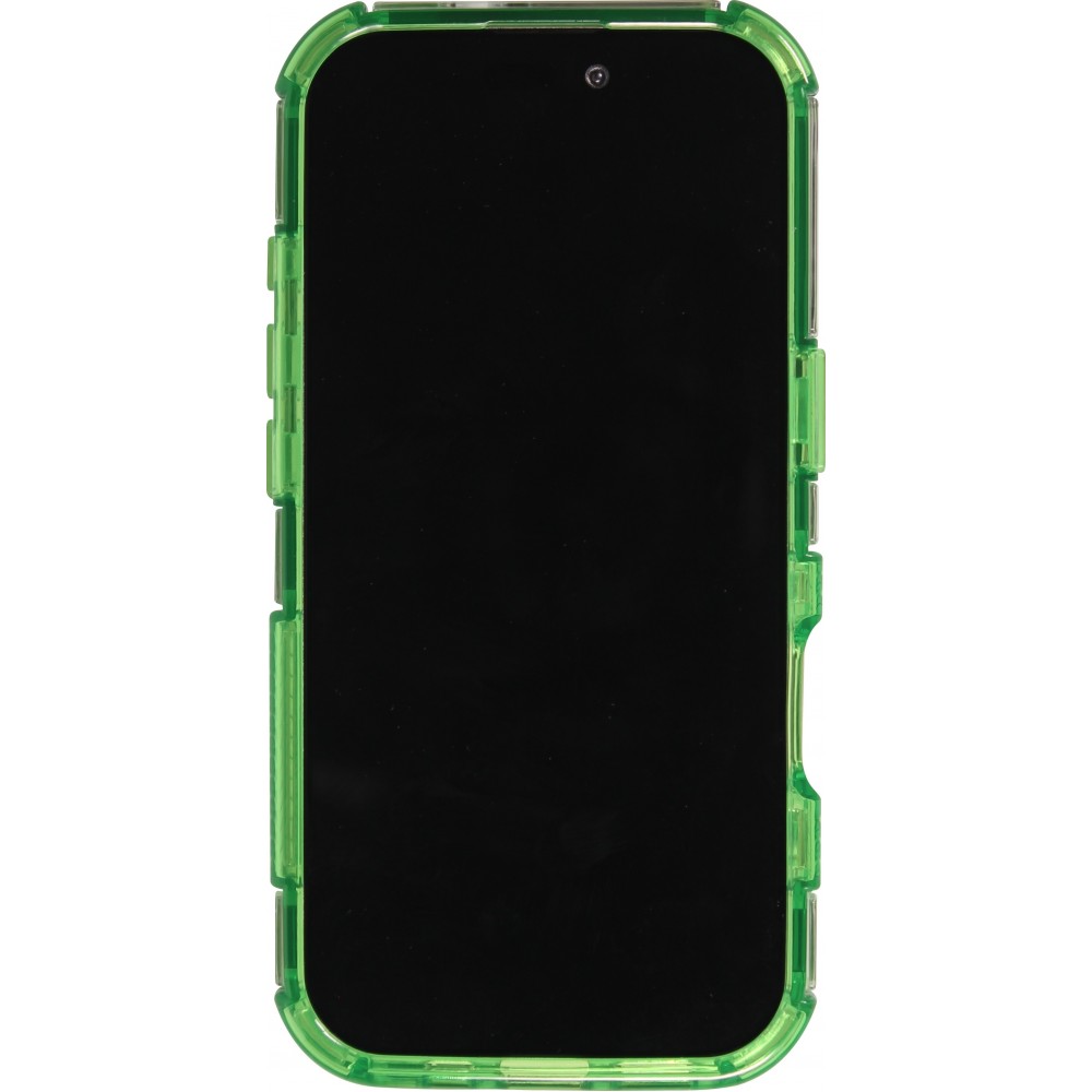Coque iPhone 16 Pro - Couverture en silicone dur transparente avec effet Bulp 3D et coins renforcés - Vert
