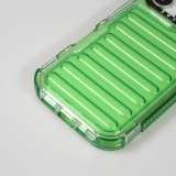 Coque iPhone 16 Pro - Couverture en silicone dur transparente avec effet Bulp 3D et coins renforcés - Vert