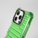 Coque iPhone 16 Pro - Couverture en silicone dur transparente avec effet Bulp 3D et coins renforcés - Vert