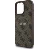 iPhone 16 Pro Case Hülle - Guess Monogramm Kunstleder mit integriertem Magsafe - Braun