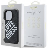 iPhone 16 Pro Case Hülle - Guess Monogramm Kunstleder mit Love Guess Street Style Logo und integriertem MagSafe - Schwarz