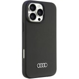 Coque iPhone 16 Pro Max - Audi silicone Soft Touch avec logo - Noir
