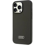 Coque iPhone 16 Pro Max - Audi silicone Soft Touch avec logo - Noir