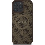 Coque iPhone 16 Pro Max - Guess monogramme similicuir avec MagSafe intégré - Brun