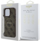 Coque iPhone 16 Pro Max - Guess monogramme similicuir avec MagSafe intégré - Brun