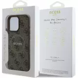 iPhone 16 Pro Max Case Hülle - Guess Monogramm Kunstleder mit integriertem Magsafe - Braun