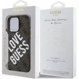 Coque iPhone 16 Pro Max - Guess monogramme similicuir avec logo Love Guess street style et MagSafe int&eacute;gr&eacute; - Brun