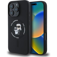 Coque iPhone 16 Pro Max - Karl Lagerfeld et Choupette soft touch avec MagSafe - Noir