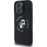 Coque iPhone 16 Pro Max - Karl Lagerfeld et Choupette soft touch avec MagSafe - Noir