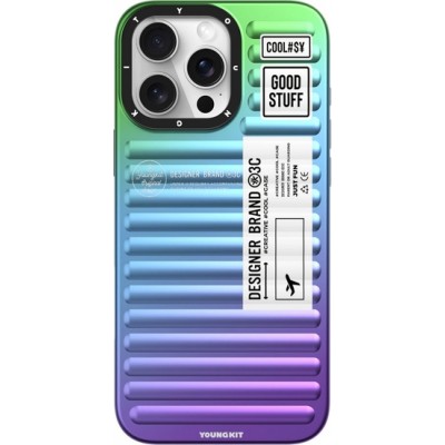 iPhone 16 Pro Max Case H&uuml;lle - Youngkit Glow Luggage-Inspired - Blau/violett