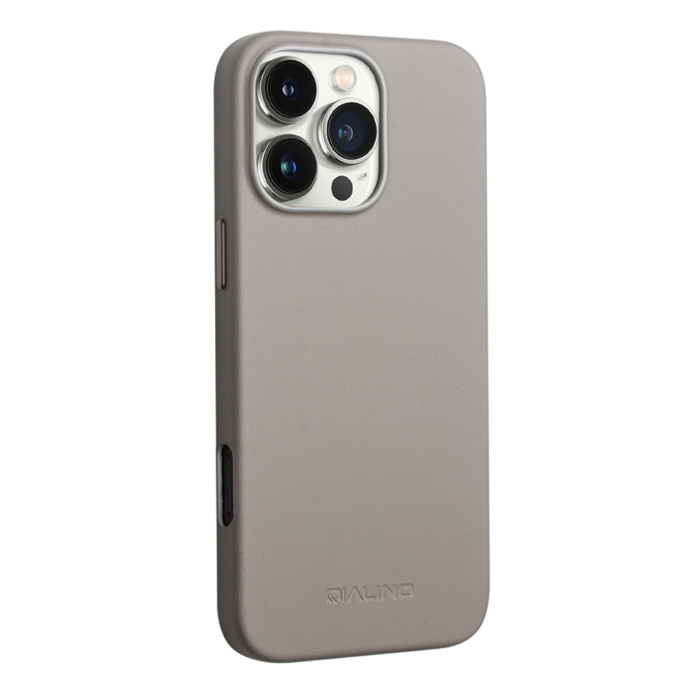 Hülle iPhone 16 Pro - Qialino Echtleder (MagSafe kompatibel) - Grau