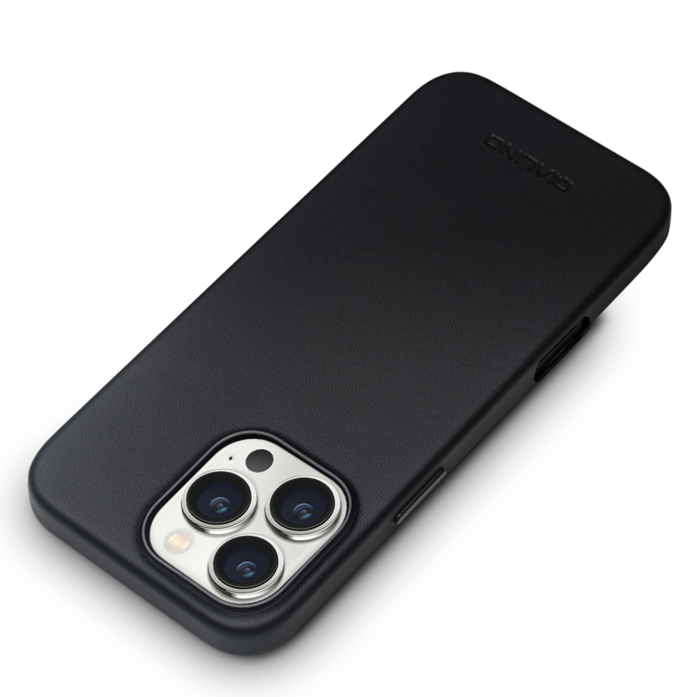 Coque iPhone 16 Pro - Qialino cuir véritable (compatible MagSafe) - Noir