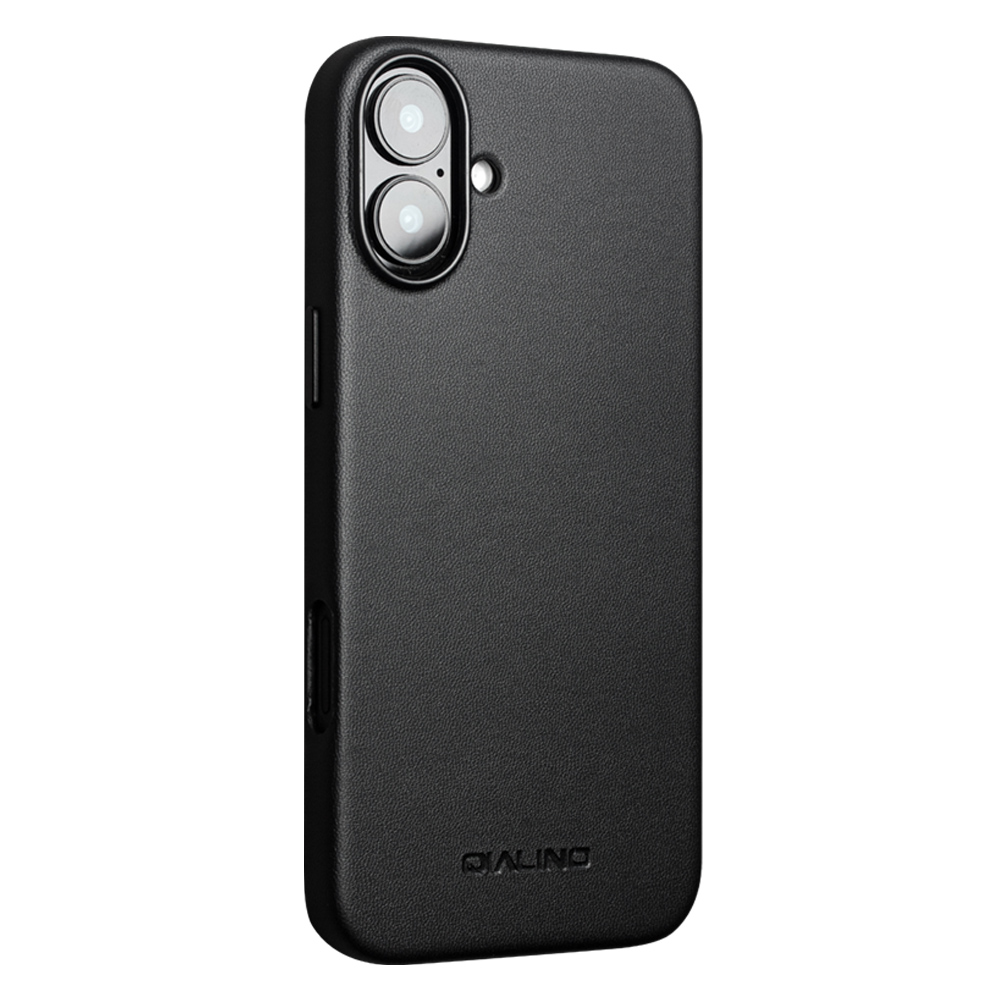 Coque iPhone 16 Plus - Qialino cuir véritable (compatible MagSafe) - Noir