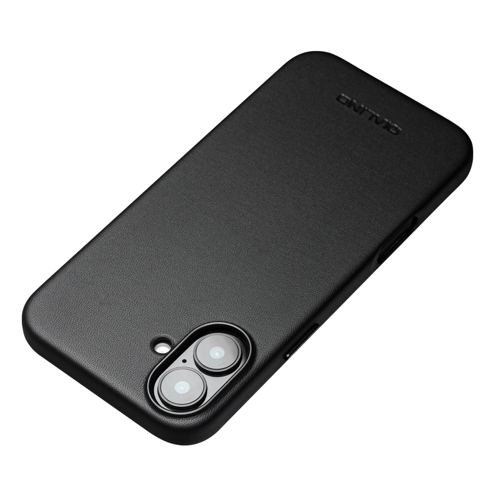 Coque iPhone 16 Plus - Qialino cuir véritable (compatible MagSafe) - Noir