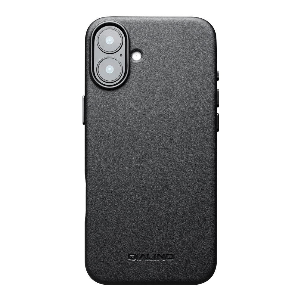 Coque iPhone 16 Plus - Qialino cuir véritable (compatible MagSafe) - Noir
