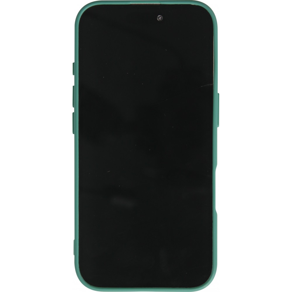 Coque iPhone 16 - Silicone Mat Coeur doré - Turquoise