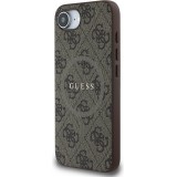 Coque iPhone 16e - Guess monogramme similicuir avec MagSafe intégré - Brun