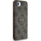 Coque iPhone 16e - Guess monogramme similicuir avec MagSafe intégré - Brun