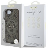 Coque iPhone 16e - Guess monogramme similicuir avec MagSafe intégré - Brun