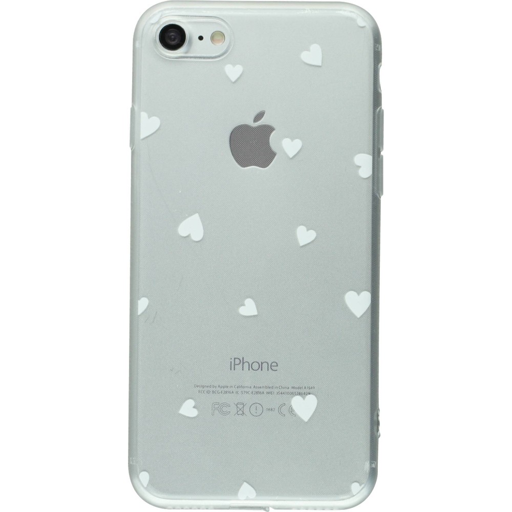 Coque iPhone 16e - Gel petit coeur transparent - Blanc