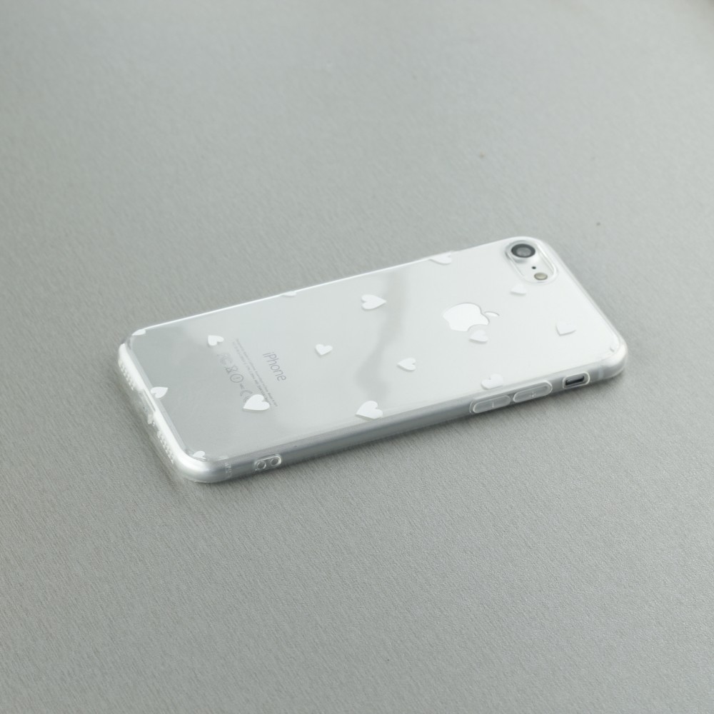 Coque iPhone 16e - Gel petit coeur transparent - Blanc