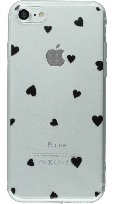Coque iPhone 7 Plus / 8 Plus - Gel petit coeur - Noir