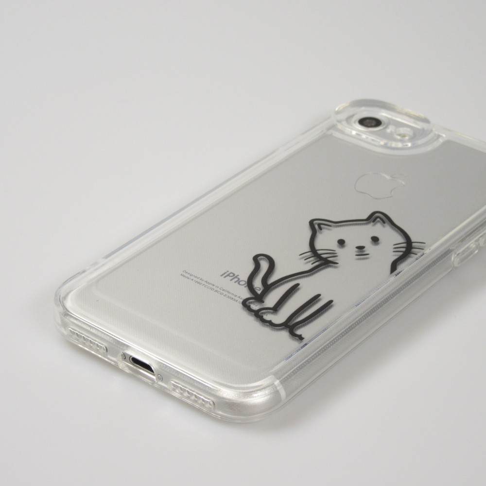 Coque iPhone 7 / 8 / SE (2020, 2022) - Gel silicone transparent petit chat trop mignon