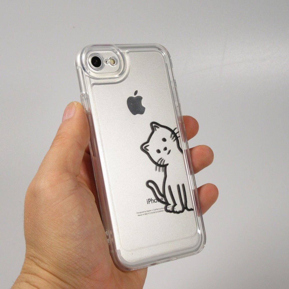 Coque iPhone 7 / 8 / SE (2020, 2022) - Gel silicone transparent petit chat trop mignon