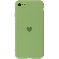 Coque iPhone 7 Plus / 8 Plus - Silicone Mat Coeur vert clair