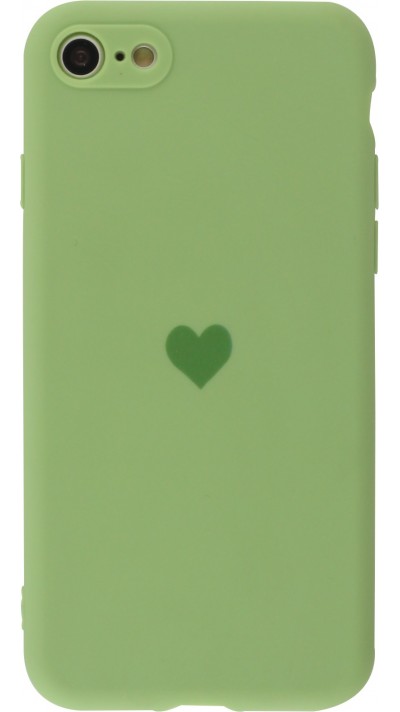 Coque iPhone 7 Plus / 8 Plus - Silicone Mat Coeur vert clair
