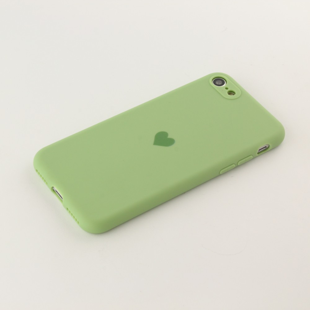 Coque iPhone 7 Plus / 8 Plus - Silicone Mat Coeur vert clair